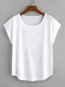 INAWLY Plus Size Women's Solid Color Round Neck Short Sleeve T-Shirt