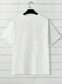 Manfinity VCAY Plus Size Letter Printed Knitted Casual T-Shirt And Pants Set