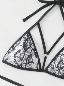 Swim SXY Women's Snake Skin Pattern Halter Bikini Set Summer Beach - Multicolor - View 3