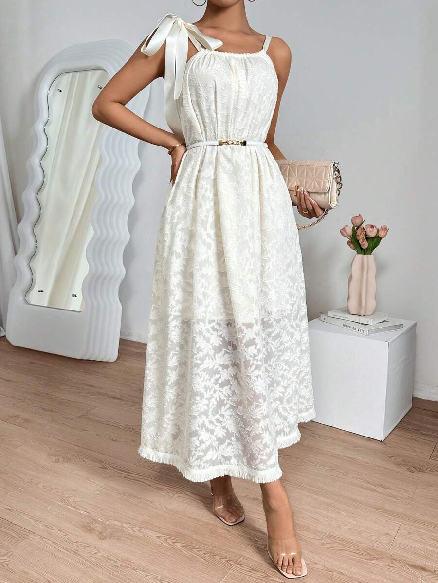 Chiquease Women's Textured Spaghetti Strap Dress - Apricot - View 1