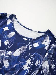 SHEIN LUNE 花卉印花女裝連衣裙 - 藏蓝色 - 查看 4