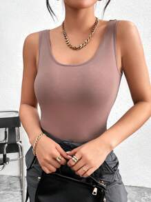 SHEIN Essnce 3 cái/bộ Nhiều màu Đơn giản Thường ngày Áo ba lỗ dệt kim dài cho nữ - Nhiều màu - Xem 11