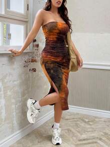 SHEIN EZwear 染色針織女士無肩帶連衣裙 - 彩色 - 查看 6