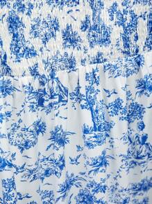 Mulvari Plus Size Women's Floral Printed Dress With Ruffled Hem - Multicolor - View 4