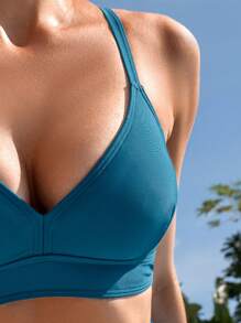 Swim Basics Conjunto de bikini de unicolor para mujer para playa de verano