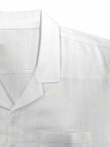 Men's & Linen Blend Casual Shirt - White - View 5
