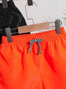 SHEIN Tween Boys' Casual Holiday Plain Loose Weave Beach Quần bơi 2 cái/bộ, cho mùa hè, bãi biển, hồ bơi - Nhiều màu - Xem 3