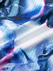 ROMWE MEN Street Life 男士肖像印花短袖襯衫 - 彩色 - 查看 5