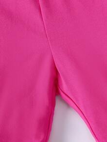 SHEIN Cô Gái Trẻ Dệt kim Dễ thương Móng mèo Mô hình Liền mạch Giải trí Quần short Đối với Phân lớp - Nhiều màu - Xem 4