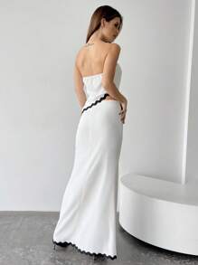 Firerie Stitching Hem Tube Top And Mermaid Hem Skirt