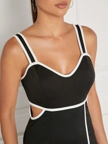 SHEIN Unity Contrast Piping Cut Out Split Dress