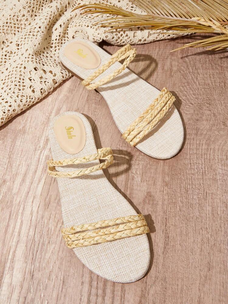 Ladies' Flat Sandals With Woven Design