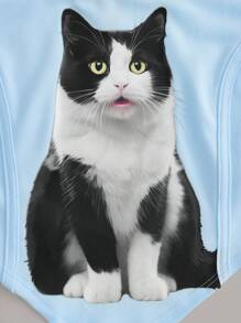 SHEIN MOD Dopamine Mèo in Của phụ nữ Chặt Áo ba lỗ - Màu xanh lam - Xem 5