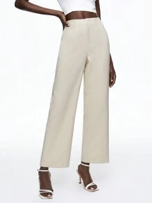 BizChic Women's Solid Color Straight Leg Pants, Business Casual Trousers For Office Wear, Autumn/Winter