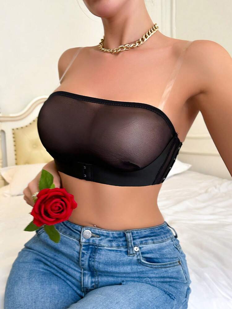 Mesh Strapless Bra With Underwire, Lingerie