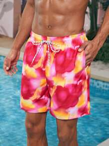 Surfspeed Pantalones Cortos De Playa Con Cintura Ajustable Con Cordón Y Estampado De Degradado Para Hombres - Multicolor - Ver 4