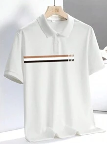Manfinity Homme Nam Sọc Ngắn tay Áo polo - trắng - Xem 3