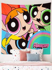 The Powerpuff Girls | ROMWE Cartoon & Letter Printed Tapestry - Multicolor - View 3