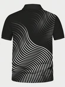 Manfinity Homme Nam Kích thước lớn Sọc Vá lại Áo polo - màu đen - Xem 2