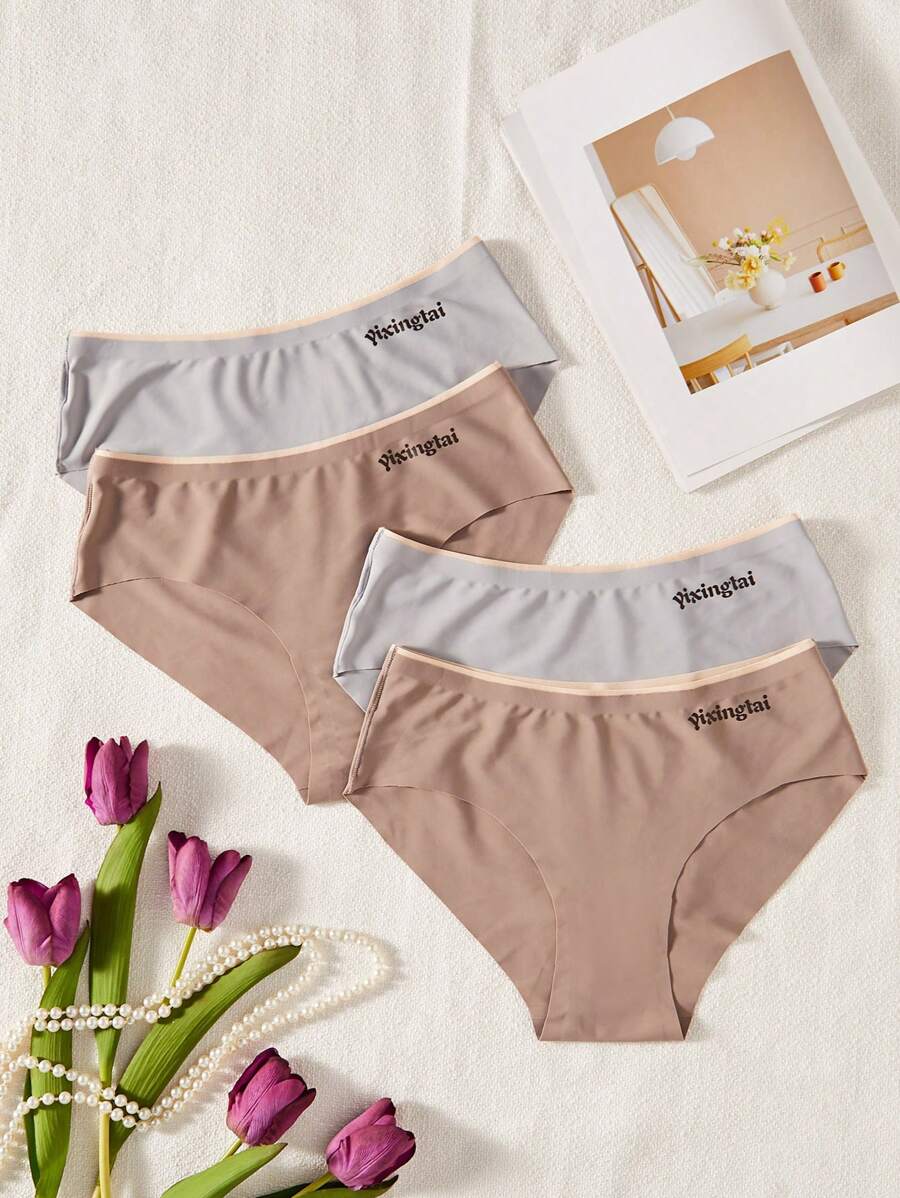 4pcs/Set Seamless Triangle Panties With Letter Print - Multicolor - View 1