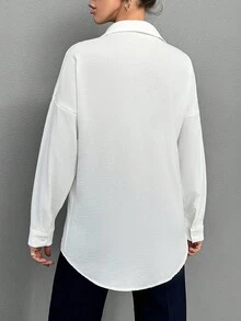 EURMUSE Embellished Long Sleeve Blouse - White - View 2