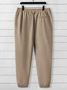 Manfinity VCAY Plus Size Letter Printed Knitted Casual T-Shirt And Pants Set