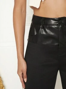 Hauture Solid Slant Pocket Sweatpants - Black - View 5