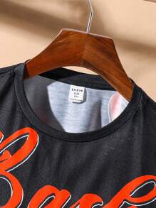 2入組少年男孩休閒街頭風格寬鬆印花短袖針織T恤和超巨牛仔紋織製褲子 - 彩色 - 查看 3