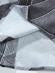 Manfinity Homme Men's Plus Size Asymmetric Geometric Printed Short Sleeve Shirt And Pants Set - Black - View 4