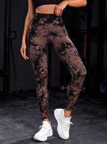 SHEIN Sport Studio Vrouwen Tie Dye Naadloos Hoge elasticiteit Sportlegging