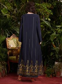 Al Najma 女士金色印花編織帶拼接裙