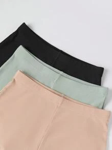 SHEIN Unity Women's Contrast Color Ribbed Slim Fit Shorts - Multicolor - View 4