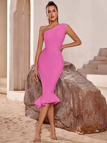 ADYCE Elegant Mermaid Hem Bodycon Cocktail Dress, White Semi-Formal Gown Suitable For Birthday, Wedding Guest, Formal Dinner, Homecoming, Easter, Graduation Ceremony And Other Occasions - Pink - View 6