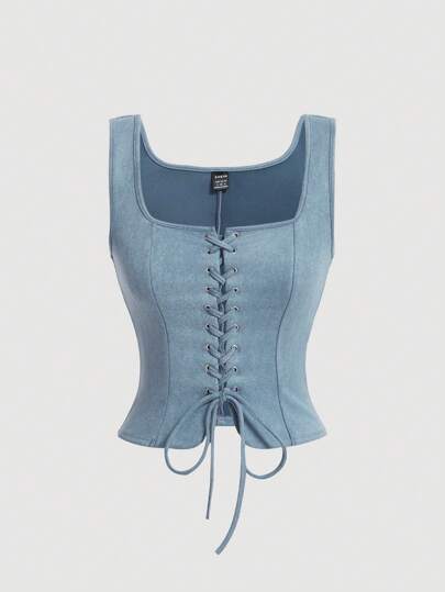 SHEIN MOD Camisola feminina de alça cruzada de cor sólida
