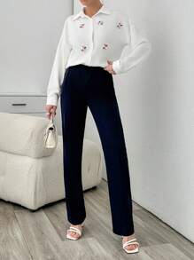 EURMUSE Embellished Long Sleeve Blouse - White - View 5