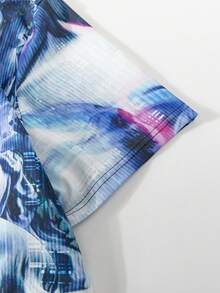 ROMWE MEN Street Life 男士肖像印花短袖襯衫 - 彩色 - 查看 3