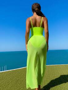 SHEIN Swim Xu hướng: Cắt giảm Mặt trước Buộc Đồ bơi một mảnh + Đồ bơi Đáy - Nhiều màu - Xem 3