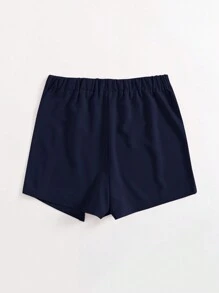 SHEIN EZwear Plus Size Women's Solid Color Split Skorts - Navy Blue - View 2