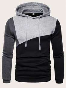 Manfinity Homme Men Cut And Sew Drawstring Hooded Sweatshirt - Multicolor - View 1