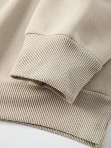 Men'S Round Neck Sweatshirt With Letter Butterfly Print - Khaki - View 5