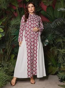 Al Najma Plus Size Women's All Over Print A-Line Arabian Dress