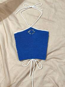 Soleia 女士綁頸針織背心上衣 - 藍色 - 查看 2