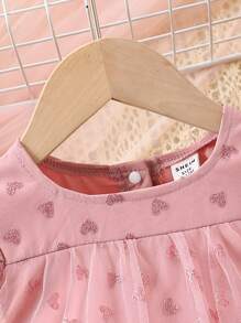Baby Girl Gorgeous Elegant Lovely Flutter Sleeve Heart Mesh Dress Perfect For Spring, Summer Parties - Multicolor - View 5