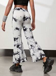 SHEIN Leggings De Cintura Alta Y Acampanadas Con Estampado Tie-dye Para Chicas Adolescentes