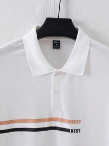 Manfinity Homme Nam Sọc Ngắn tay Áo polo - trắng - Xem 4