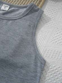 Young Boy 3pcs/Set Casual, Comfortable, Fashionable And Versatile Breathable Striped And Solid Color Tank Top For Spring And Summer Boys Tank Tops