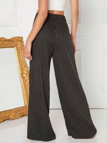 SHEIN Unity Striped Print Slant Pocket Wide Leg Pants