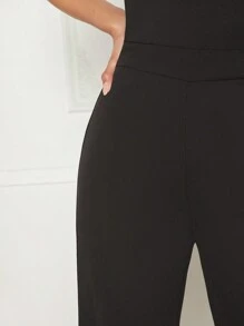 Hauture Colorblock Ruched Tube Jumpsuit - Black and White - View 6