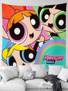 The Powerpuff Girls | ROMWE Cartoon & Letter Printed Tapestry - Multicolor - View 2