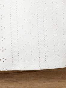 SHEIN 少女們的蝴蝶結前繡花泡泡短袖t恤,簡潔、時尚、百搭,適用於夏季 - 白色 - 查看 7